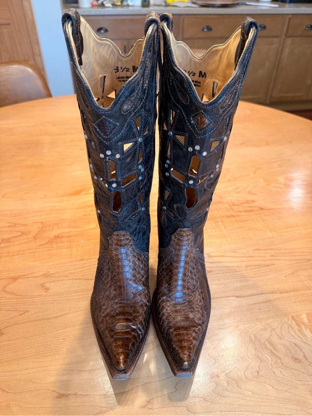 Vintage Corral Python Snakeskin and Leather Cowboy Boots